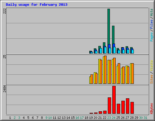 Daily usage for February 2013
