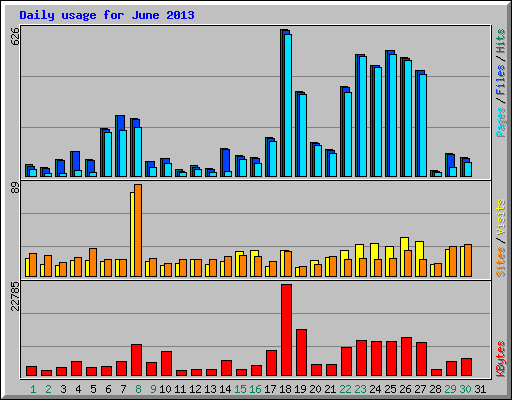 Daily usage for June 2013