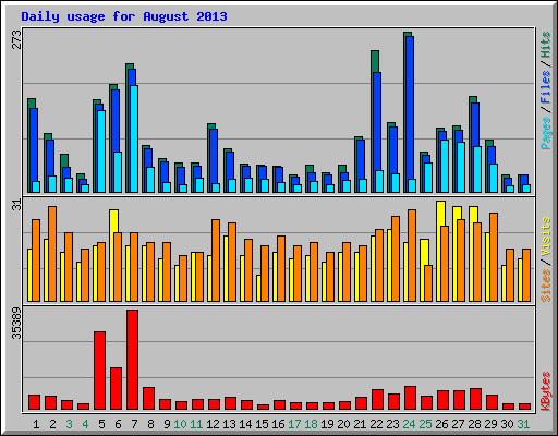 Daily usage for August 2013