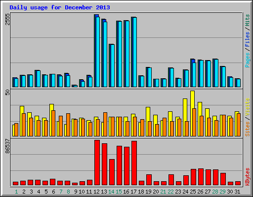 Daily usage for December 2013