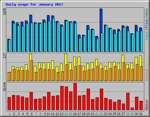 Daily usage for January 2017