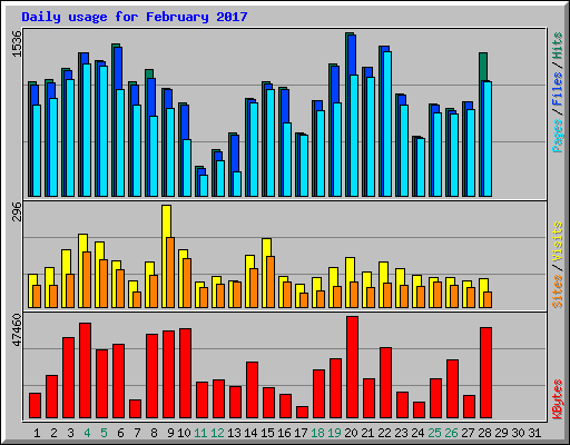 Daily usage for February 2017