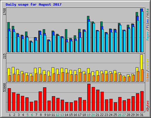Daily usage for August 2017
